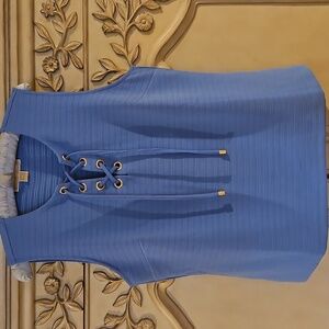 Michael Kors Blue Lace-Up Sleeveless Top